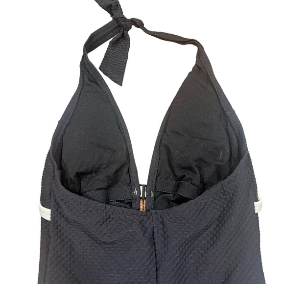 NWOT Jatzen Vintage One Piece Swim Suit Black Halter Top Size 12 Summer Swimwear - Picture 6 of 9